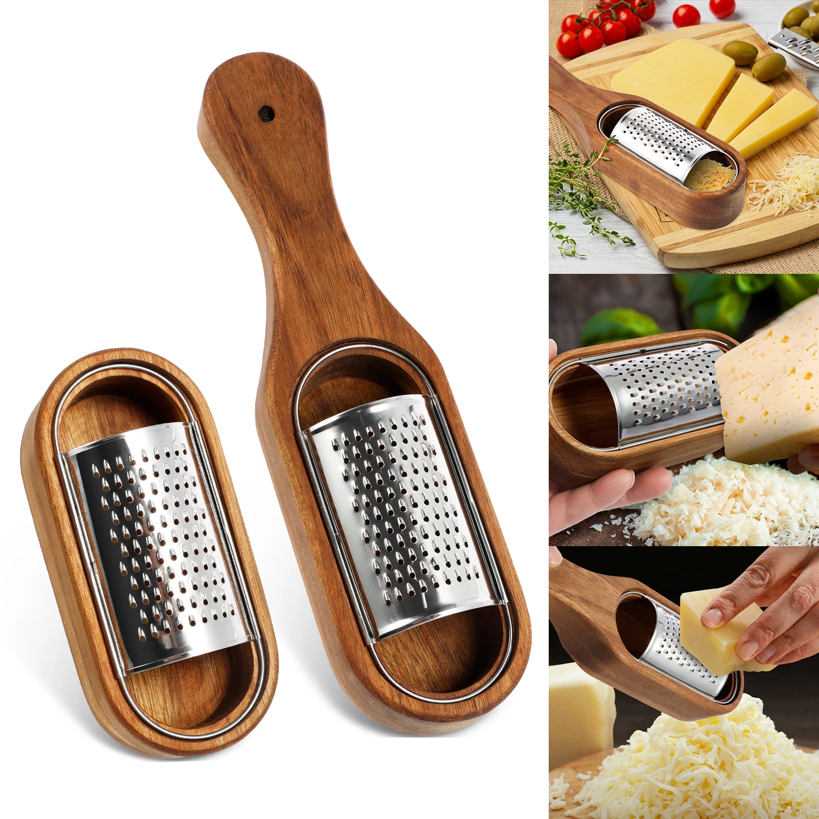 Potato Cheese Grater Stainless Steel Cheese Lemon Fruit Peeler Shredder with Storage Space for Grating Carrots Chocolate