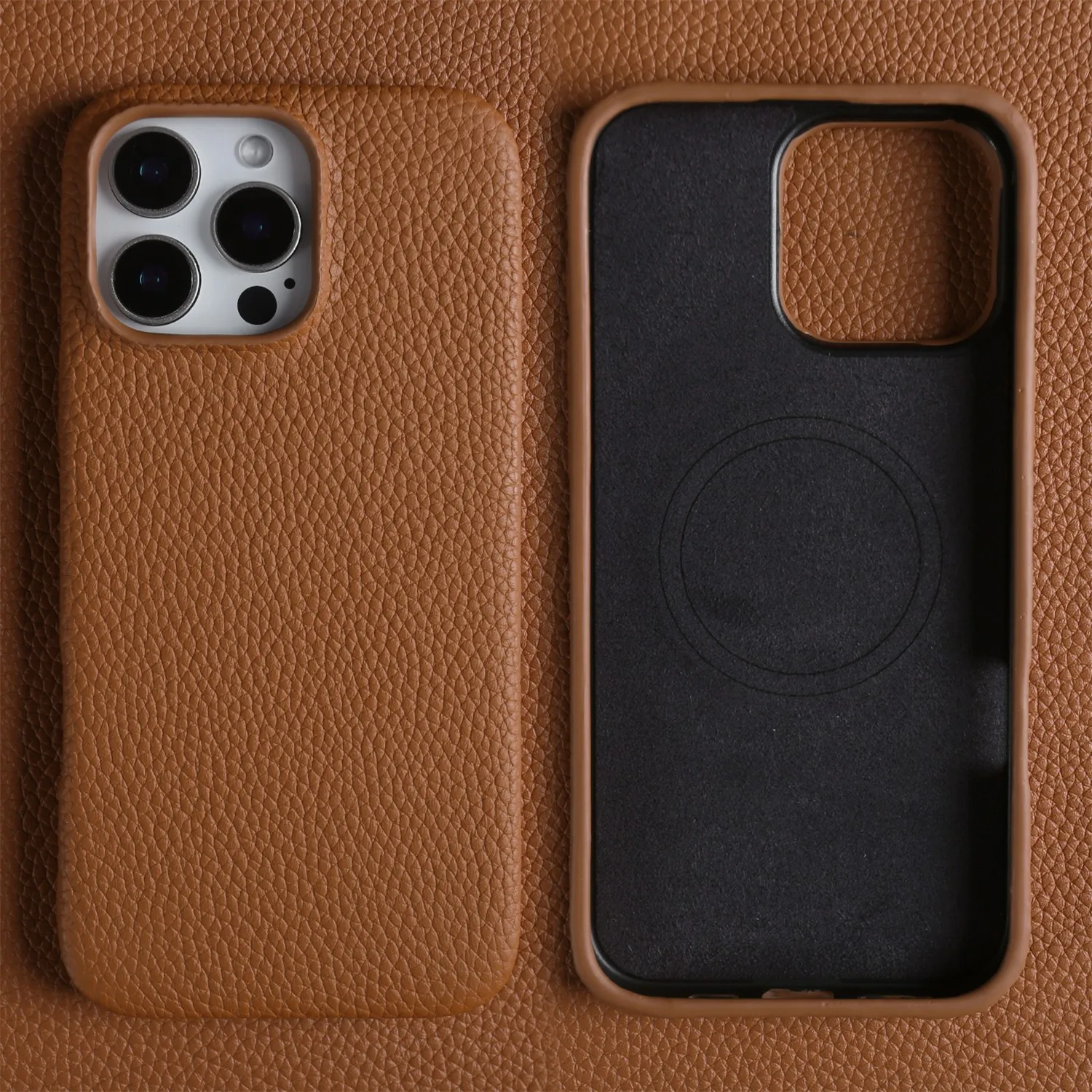 Luxury Magnetic Genuine Leather Phone Case - Business Full Wrapped Back Cover