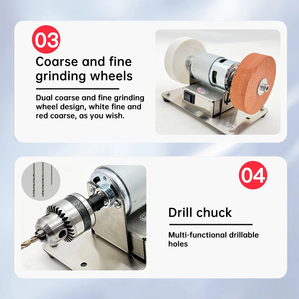 100W Double Grinder Machine Artifact Table Grinder Motor Micro Coarse and Fine Polishing Electric Grinding Wheel Grindig Stone grinding wheel electric polisher wood grinding wheel