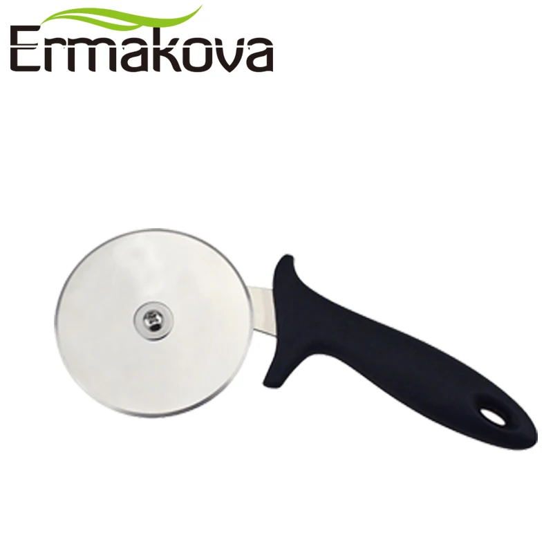 ERMAKOVA 7.5cm(3") Diameter Stainless Steel Pizza Cutter Pizza Knife Anti-Slip Handle Cake Bread Round Knife Cutter To
