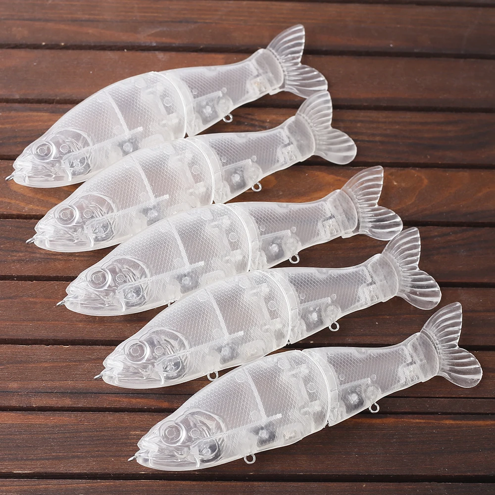 AYWFISH 3PCS / Lot Fish Lures Unpainted Glide Shad Bait Hard Plastic Body  Soft Tail 13.5CM 27.5G Multi Jointed Swimbait Blanks