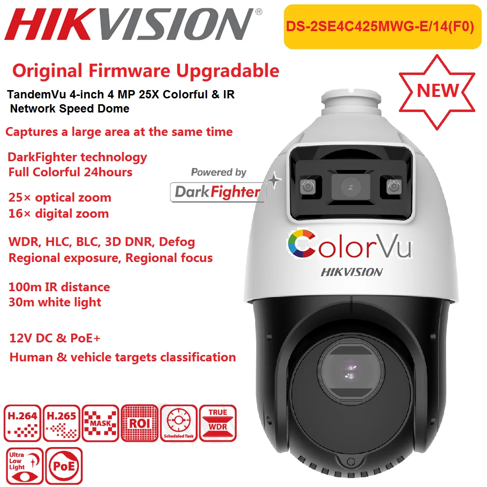Original Hikvision DS2SE4C425MWGE/14(F0) PTZ 4MP Camera TandemVu 4