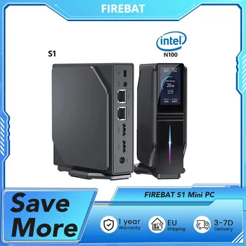 FIREBAT S1 Mini PC Intel N100 4 core Max 3,4 GHz 16 GB RAM 512 GB SSD 2 * HDMI Display doppio schermo WiFi 5 Bluetooth 4.2, 2 * USB3.2 1