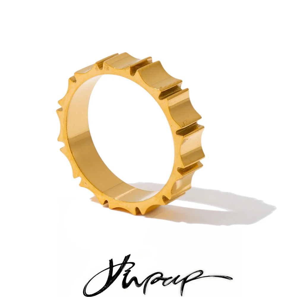 Yhpup Stainless Steel Ring 18K Gold Plated