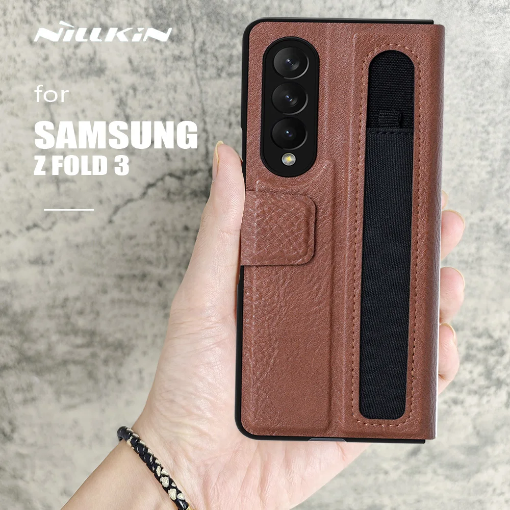 

Nillkin for Samsung Galaxy S21 Ultra Case Slim Aoge Leather Case Stylus S-Pen Slot Case for Samsung S21 Ultra Z Fold 3 5G Case