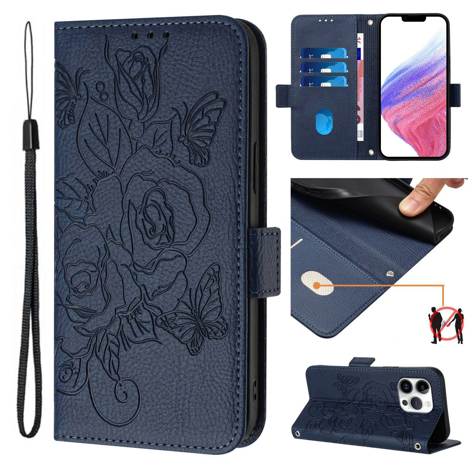 Elegant Floral Leather Phone Wallet Case - Premium Flip Cover Design