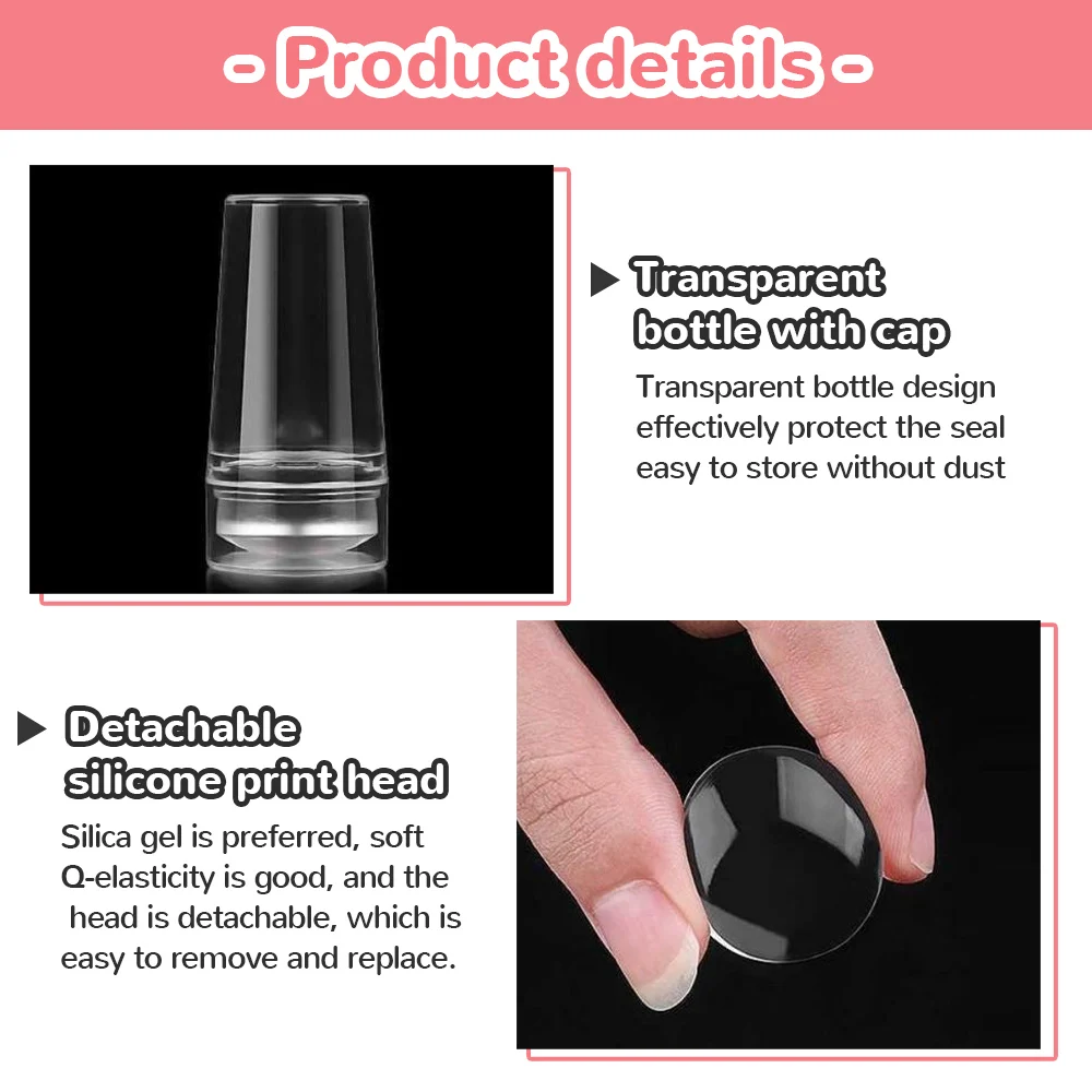 Nail Art Tools Transparent Nail Stamper Scraper 2pcs Jelly Silicone Stamp French Nails Manicuring Kits Stamping Tool Set