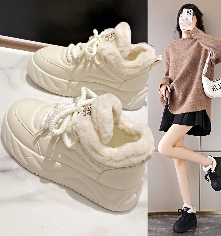 

Женские кроссовки на платформе, повседневные универсальные сабо, на шнуровке, Повседневная зимняя обувь для отдыха