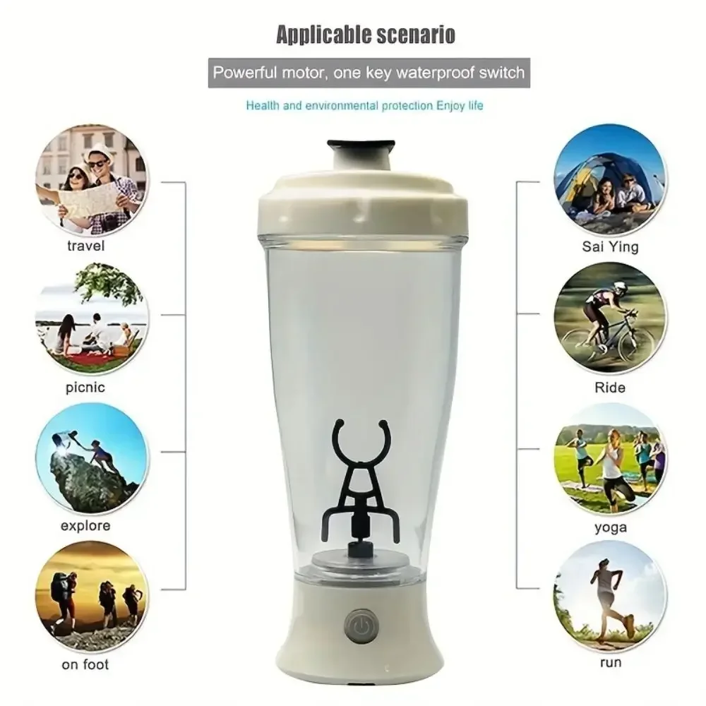 Portable Electric Shaking Cup Milk Protein Powder Shaker Cup Fitness Plastic Water Bottle Fitness Sports Lazy