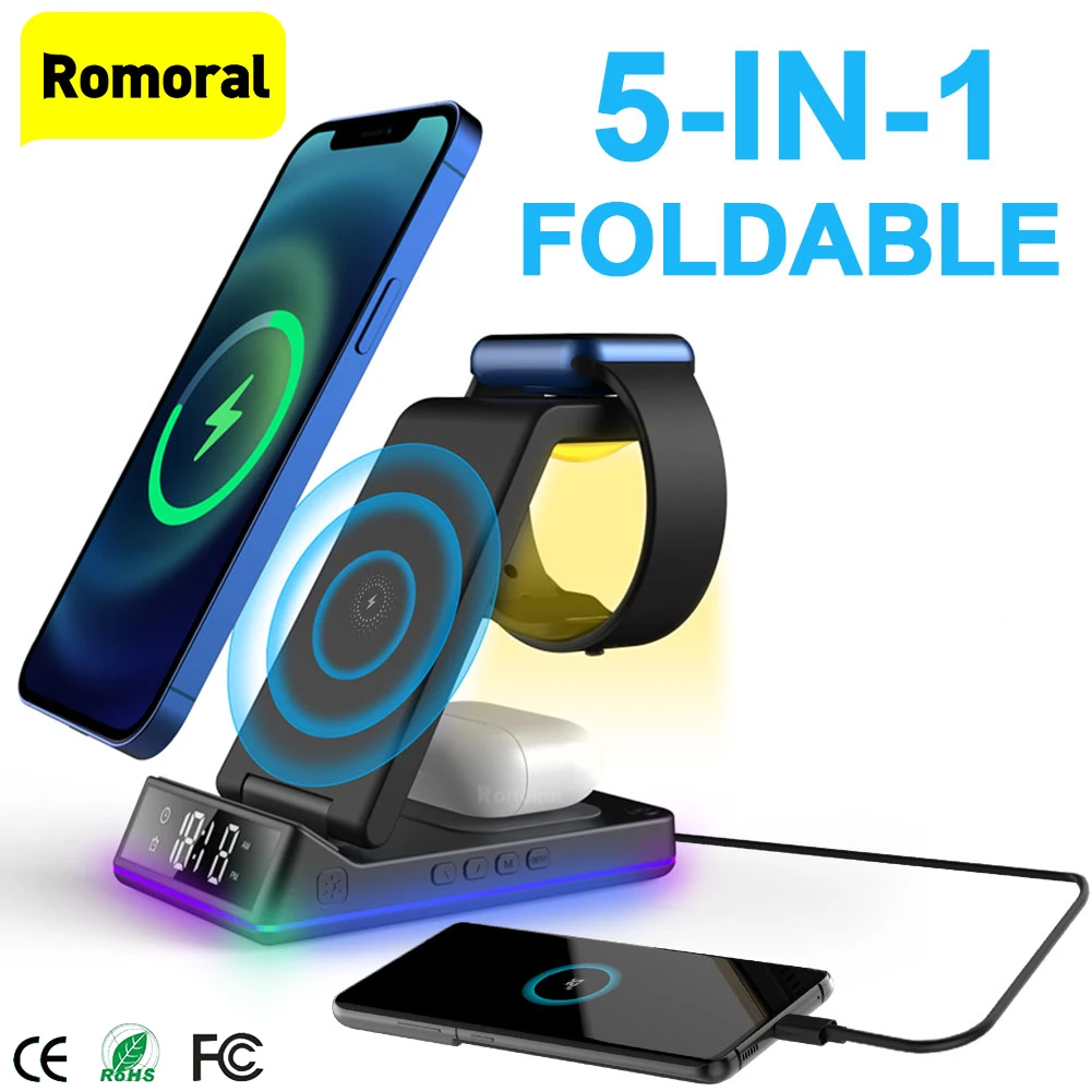 Caricabatterie Wireless Da 15W Orologio Con Ricarica Rapida Per Iphone 8/X/11/12/13 Per Apple Watch Per Airpods 2 Per Airpods Pro