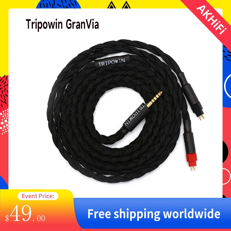 

Tripowin GranVia 26AWG 36 Strands x 4 Core Handmade Headphone Replacement Cable for HD650 HD580 HD800 HIFIMAN ANANDA Black