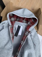 S-XL Cotton 100% Plaid Stripe Hoodie Zipper Cardigan Sweatshirt Autumn Winter New Style Loose Long Sleeve Casual Streetwear Y2k - Image 2