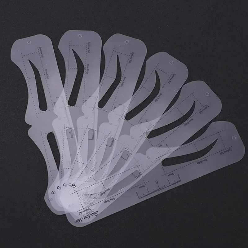 Eyebrow stencil tool Fixed PVC Eyebrow Shaper Template Reusable High-quality Stickers For Elegant Eyebrow Makeup 6PCS