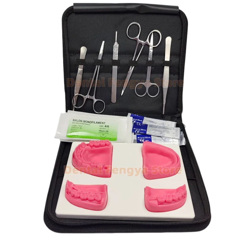 Kit de pratique de suture chirurgicale orale avec bloc de suture, modèle dentaire d'entraînement, module de formation en suture orale dentaire, 18 pièces/ensemble 1 Kit de pratique de suture chirurgicale orale avec bloc de suture, modèle dentaire d'entraînement, module de formation en suture orale dentaire, 18 pièces/ensemble 1