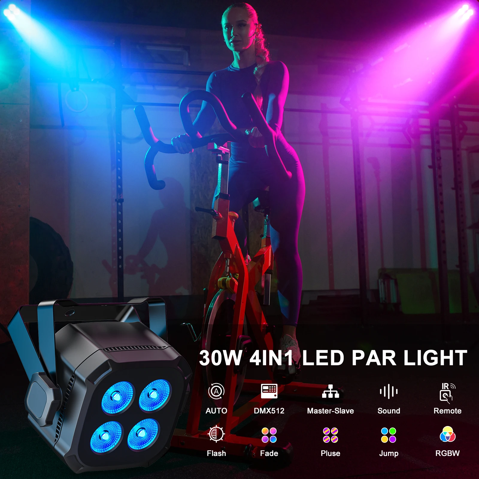 U'King 8Pcs/Set Square LED Par Lights 4X8W RGB LED Stage Light Remote&DMX Controlled DJ Light For Wedding Party Club Disco Event 2