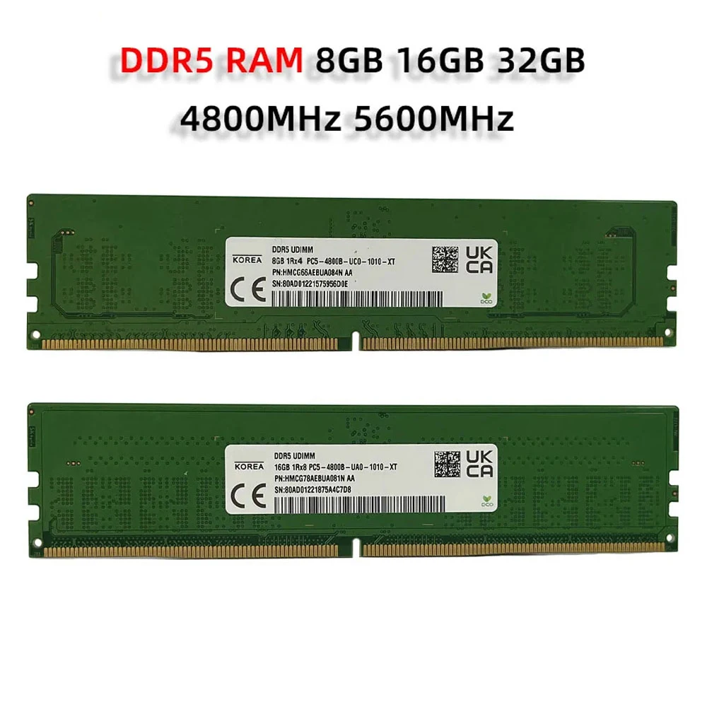 DDR5 8GB 16GB 32GB 4800MHz 5600MHz DIMM PC5-34800 41600 1.1V 288pin for Desktop Computer Dual Channel