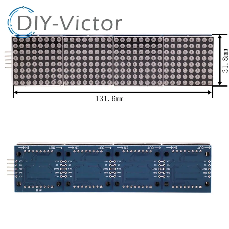 MAX7219 LED Microcontroller 4 In one Display with 5P Line Module 5V Operating Voltage for Arduino DIY 8x8 Dot Matrix Common image 4