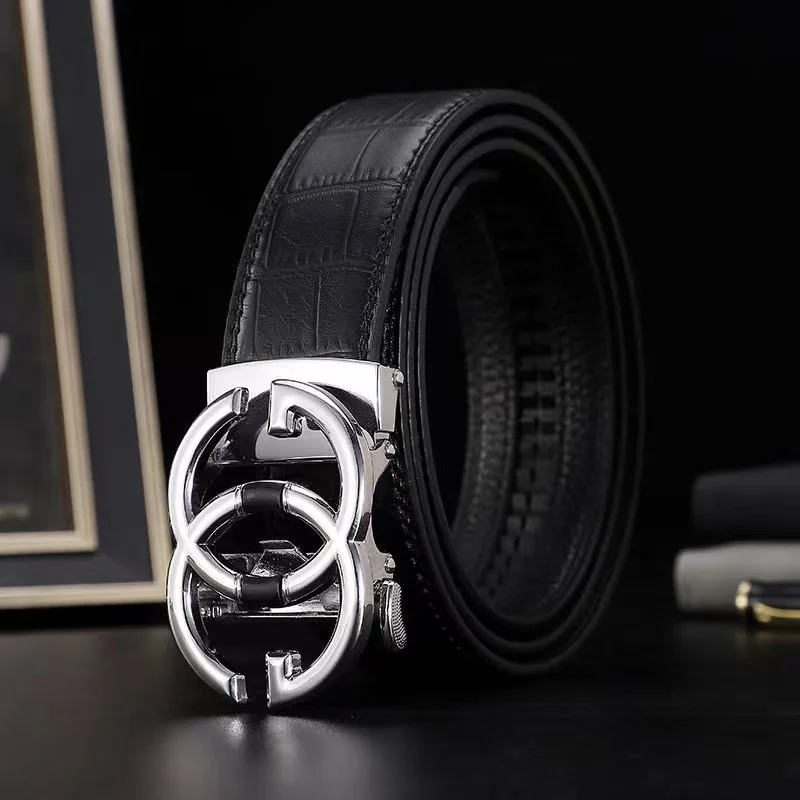 

Luxury Golf Men's Leather Automatic Buckle Belt For Young Men Trend Cowhide Korean Version of the Personality Belt For Young Men
