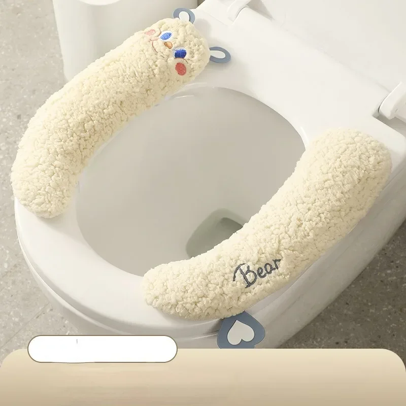 toilet seat cover toilet mat toilet seat cushion toilet accessories 1pcs Cartoon Paste Style Thicken Toilet Seat Cover Mat Winter Warm Soft Washable Mat Seat Case Bidet Cover Bathroom Accessories