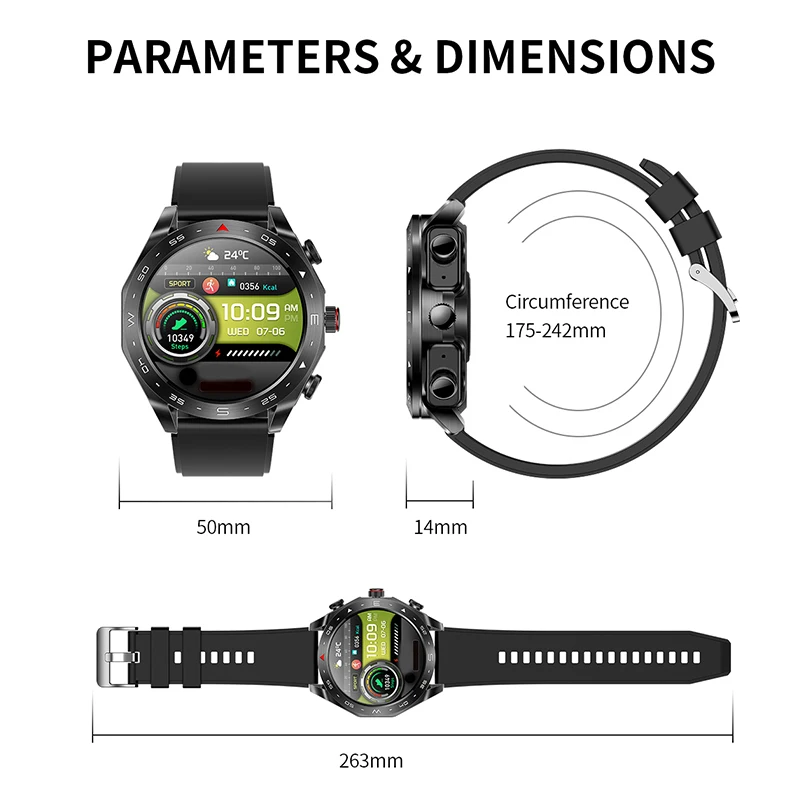 T95 Smart Watch TWS 2-in-1 Bluetooth Earphones With Built-in Speaker HIFI 9D Sound Quality Health And Exercise Monitoring smart watch