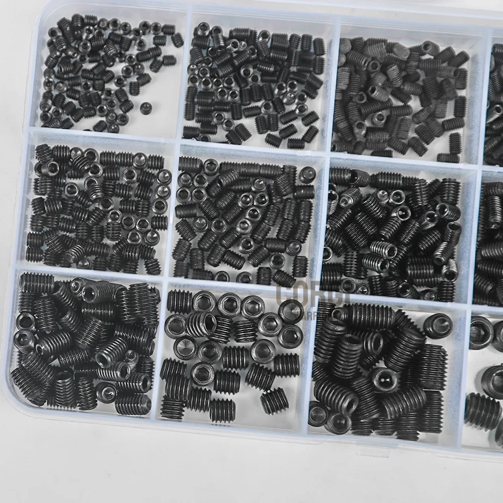 Hex Socket Screw Hexagon Socket Screw Hexagon Socket Head Screw Screw and Nut Kit Computer Screw Kit Laptop Screw Kit Self Tapping Screw Kit SSD Mounting Screws Kit Electronic Repair Screws 60-845 Grub Set Screws Assortment Kit M2 M2.5 M3 M4 M5 M6 M8 Cup-Point Cone Point Black 12.9 Class Alloy Steel Screws