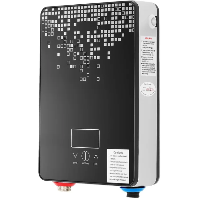 Chauffe-eau électrique instantané 3 en 1, 6,5 kW, température réglable jusqu'à 55°C ℃ Chauffe-eau sans réservoir résistant à la pression avec douchette, taille 19065285 mm pour évier, douche et baignoire 1