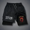 Men's Double-deck Shorts Gothic Letter Print Shorts Summer Quick Drying Sports Fitness 2 In1 Short Pants Joggers Beach Sportwear 4