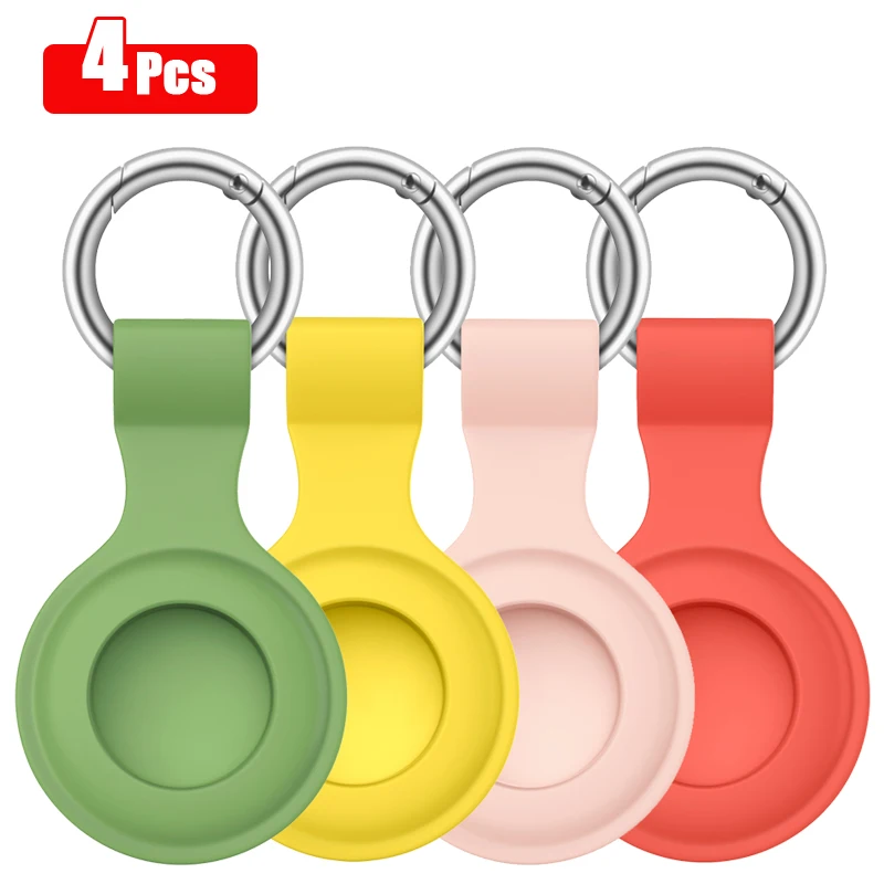 

4PCS Protective Sleeve Case Cover For Apple Airtag Tracker Location Keychain Silicone Cover For Apple air tag Tracker Locator