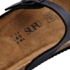 SUFU Summer Cork Sandals Women's Leather Clogs Slippers Black Classic Buckle Cork Slides Slippers Casual Slippers 5