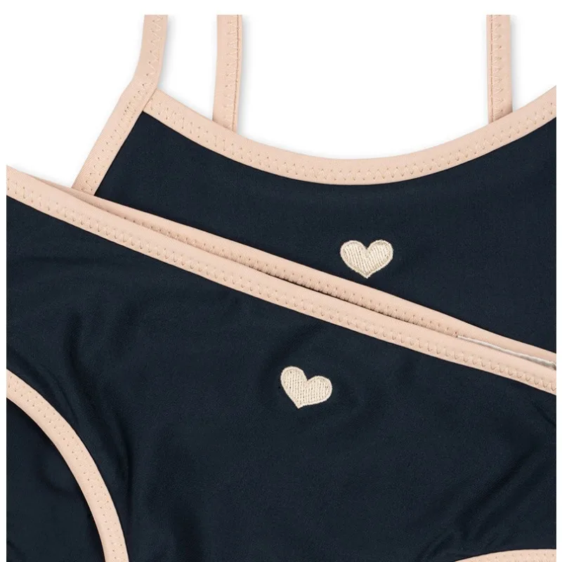 New Summer Girls Swimsuit Sling One-Pieces Swimwear Dark Blue Short Vest and Swim Briefs Children Swimming Suit Bikini H24609 4