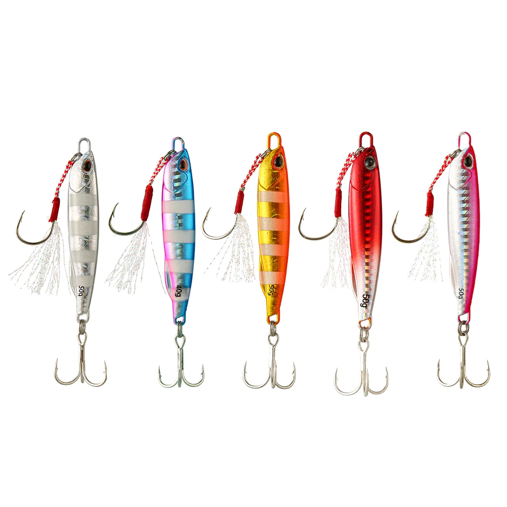 

5PCS/SET Fish Lure Metal Cast Jig Spoon Japen 10/15/20/30g Shore Casting Jigging Sea Bass Fishing Lure Artificial Bait Tackle