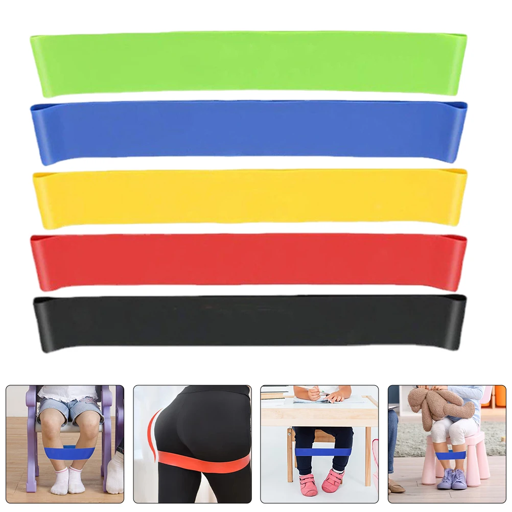 5pcs Chair For Kids Desk Foot Band Exercise Loop Band Multi-Color Resistance Leg Tension Bands Bouncy Bands For Office Home Gym