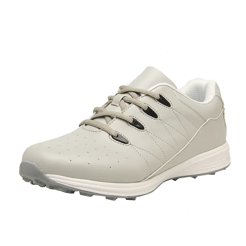 Waterproof Men Leather Golf Shoes Non-slip Spikeless Golf Sneakers Lace up Outdoor Golfing Sport Trainers Athletic Sneakers