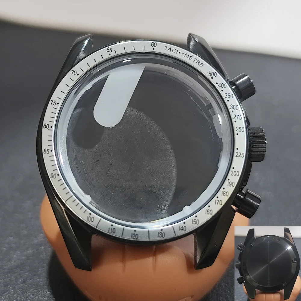 Moon Phase Chronograph Watch Case - 39.7MM Stainless Steel with Moon Pattern Back
