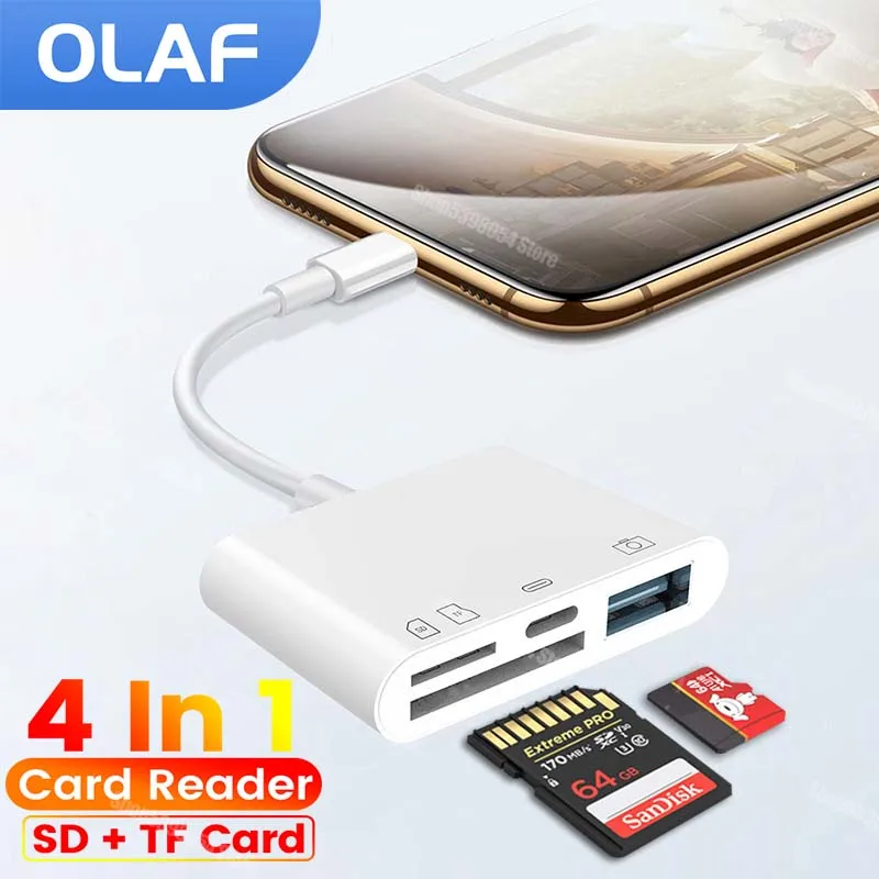 OTG 유형 C 카드 판독기 번개 USB OTG 변환기 어댑터 iPhone iP..