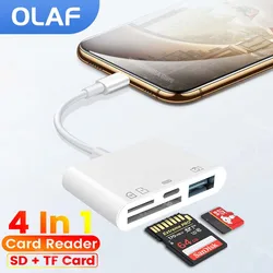 OTG Type C Card Reader Lightning To USB OTG Converter Adapter For iPhone iPad 4 In 1 USB Flash Drive Camera SD TF Cardreader