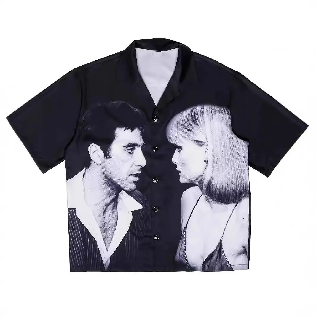 plus Size Printed Men's irt Me And Your irt Polyester ort Sve Flip Collar Inner Wear Casual Summer Faion