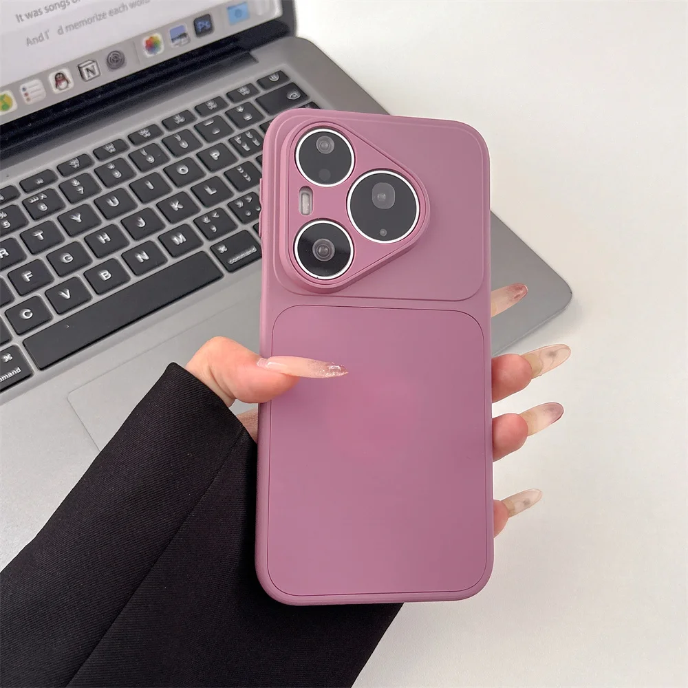 Solid Color Liquid Silicone Phone Case with Camera Lens Protection Cover