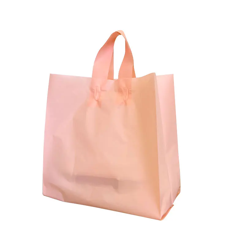 50pcs Plastic Handbag Clothing Store Shopping Package Portable Colors Fast food restaurant Bags for takeout handle white Pocket 4