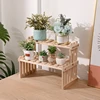 Multi layer solid wood small flower rack for office desktop, simple balcony, floor standing potted storage rack 2