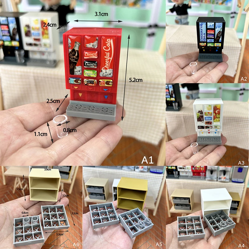 

1Pc 1:12 Dollhouse Mini Juice/Cola Machine Storage Cabinet Model for Doll House Kitchen Furniture Decoration Accessories