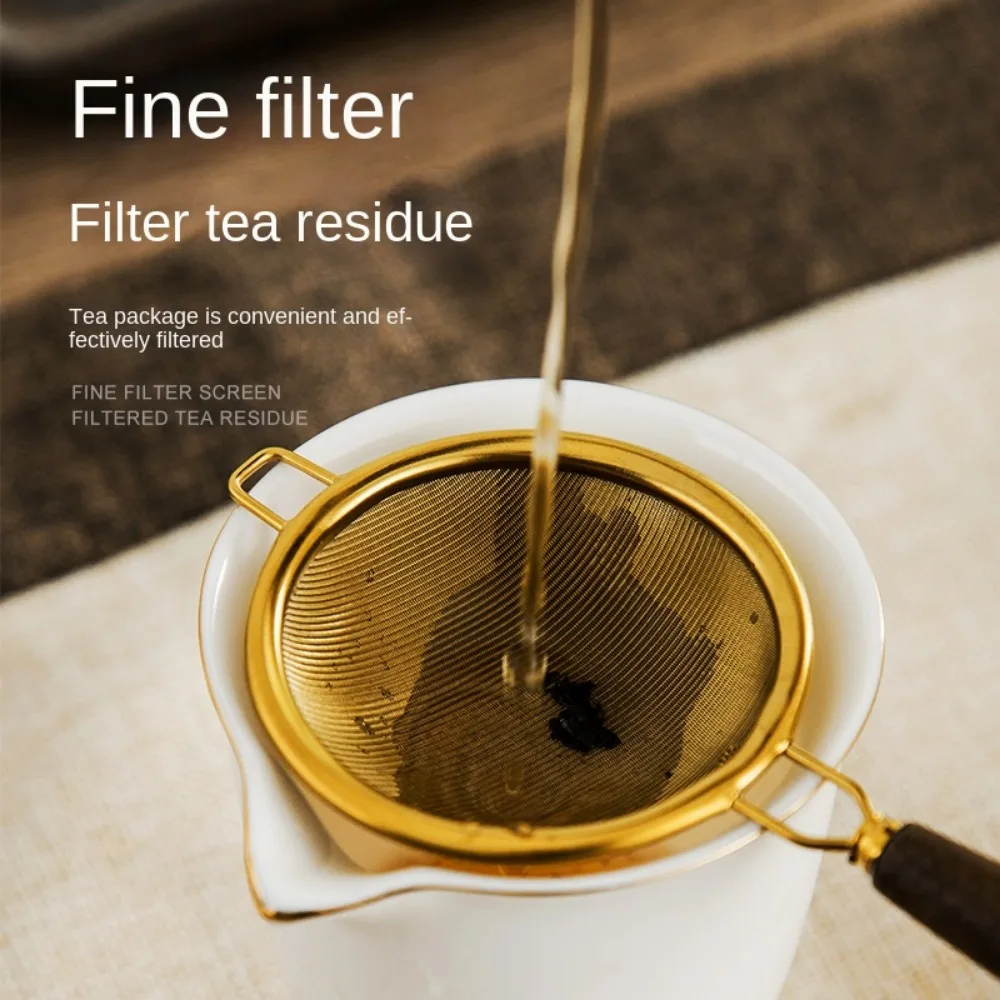 Stainless Steel Tea Strainer with Wooden Handle for Loose Leaf Tea
