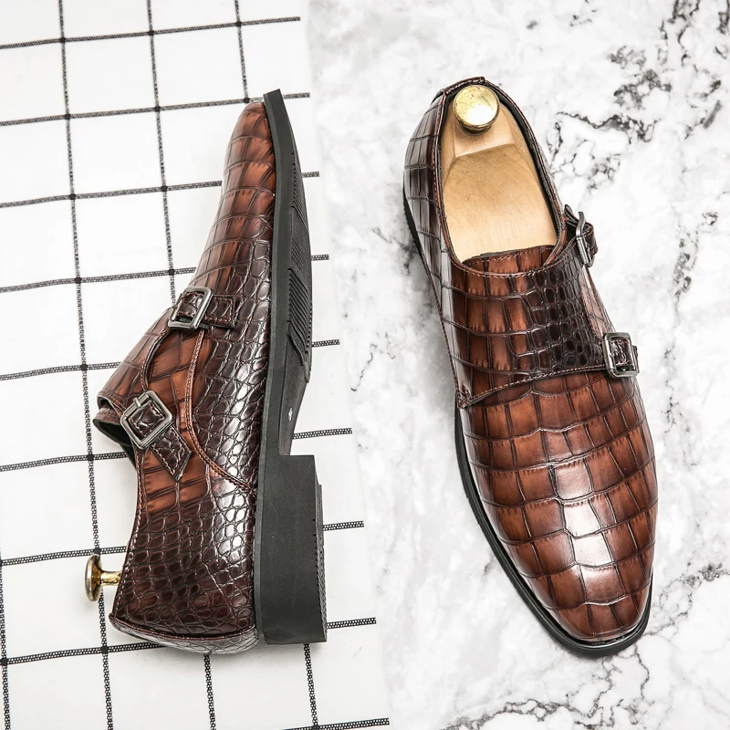 

WAERTA British Men Dress Shoes Plus Size 38-48 Elegant Split Leather Shoes For Men Formal Social Shoes Male Oxfords High Quality