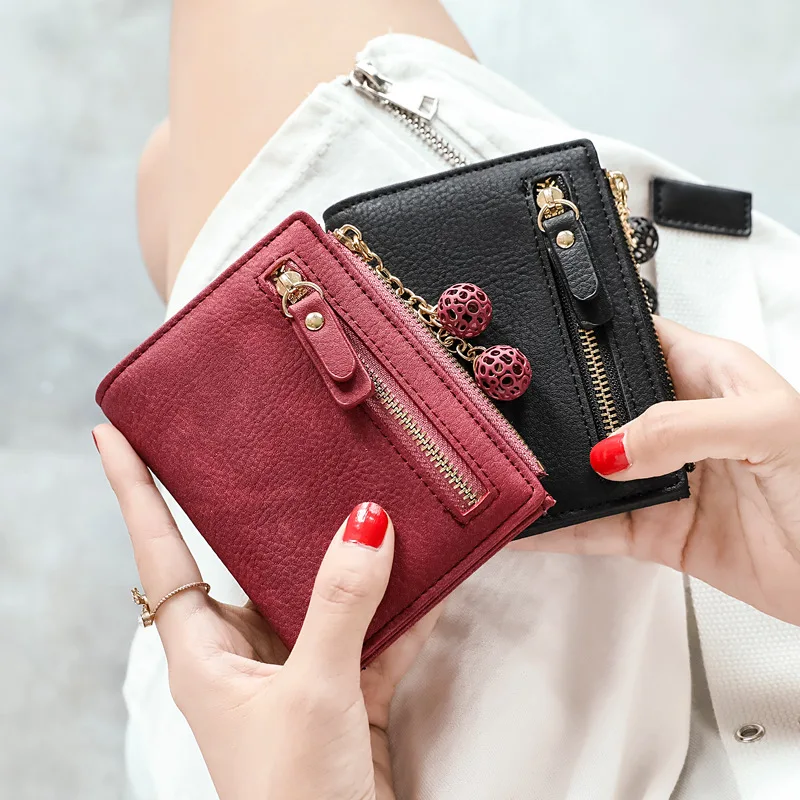 

Korean fashion folding wallet female short paragraph exquisite pendant mini wallet women's small fresh multi-function coin purse