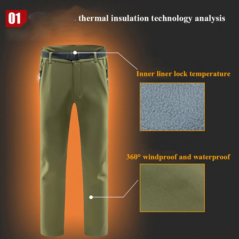 Outdoor hiking pants NUONKEO women men winter waterproof softshell sports skiing trekking climbing windproof thick pants PM12