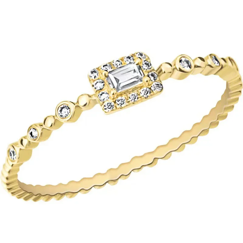 Wedding Rings Womens Ring Finger Rings Jewelry Rings Ring Jewelry Huitan Dainty Shiny Rectangle Rings for Women Exquisite Gold Color Female Finger Accessories Trendy Engagement Wedding Jewelry