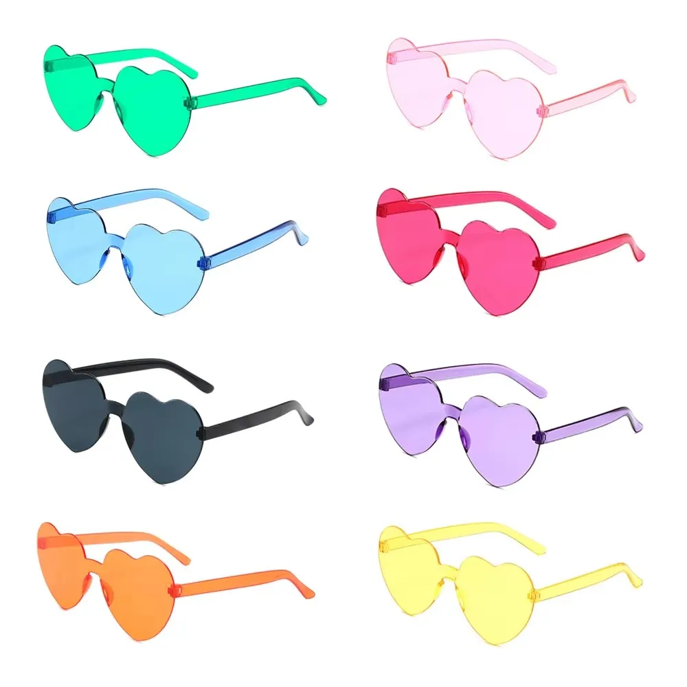 5 stücke Herz Liebevolle Brillen für Frauen Gelee Farbe Rahmenlose Dazzling Farbe Gläser Für Weibliche Einzigartige Party