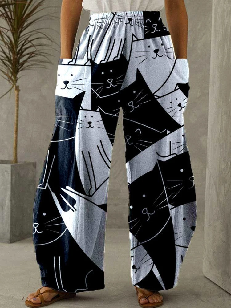 

Cartoon Cats 3D Printed Long Pockets Baggy Pants Women's Fashion Oversize Sweatpants Anime Female Trousers Cargo Pants Clothing