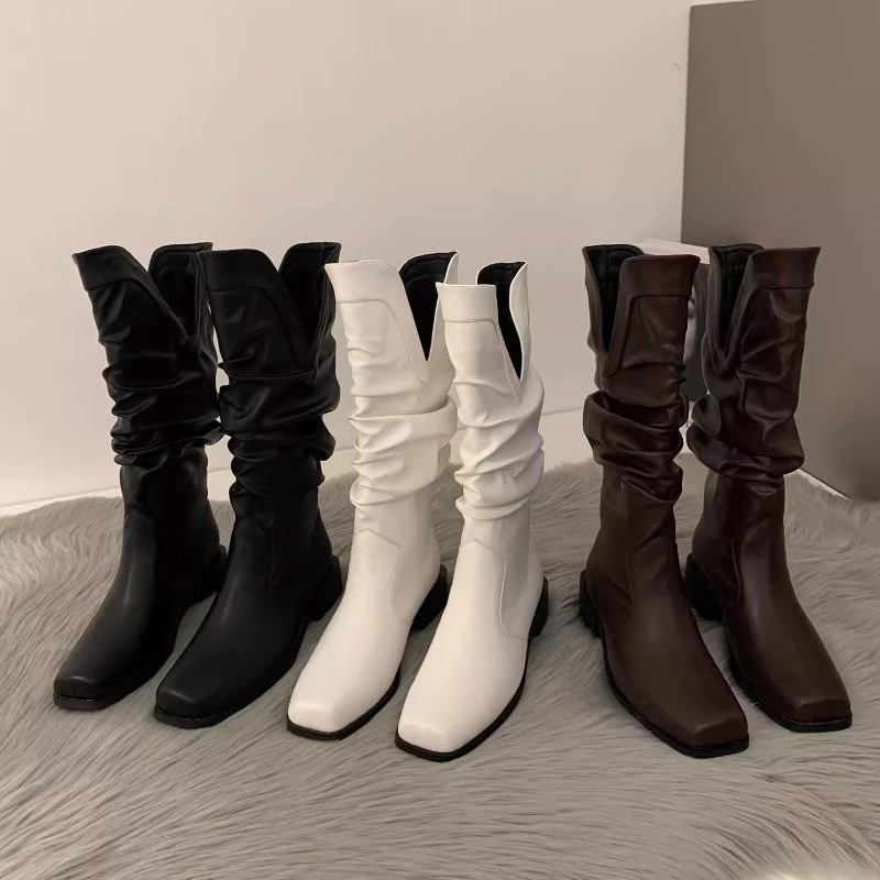 

Новые ковбойские сапоги в западном стиле, маленькие ароматные сапоги, женская обувь, новинка 2023, рыцарские сапоги с высоким ворсом, обувь на платформе