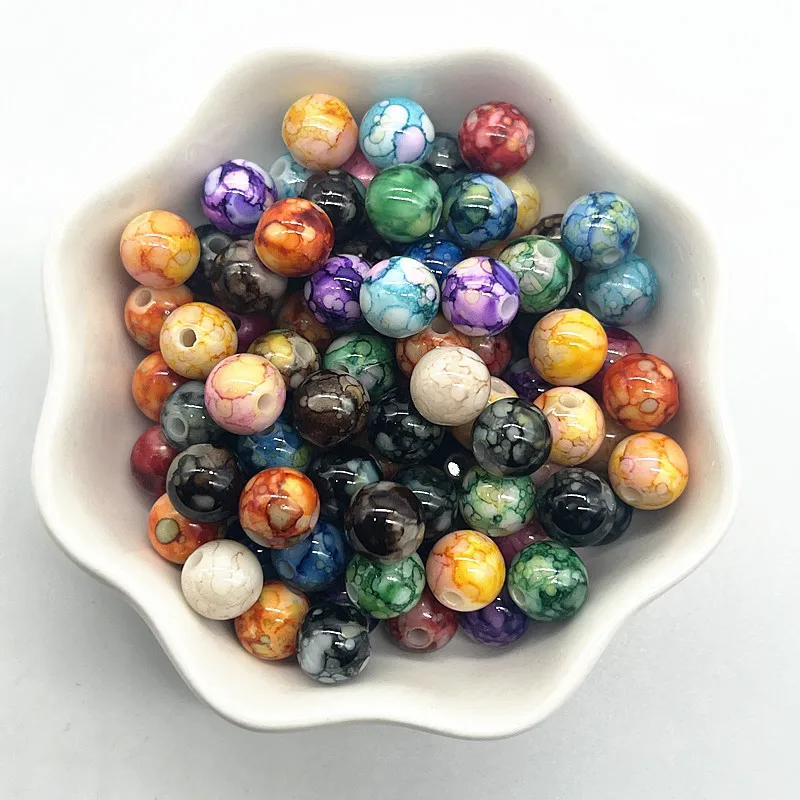 50-200pcs 8mm 꽃 라운드 아크릴 비즈 보석에 대 한 느슨한 스페이서 비즈 DIY 수 제 의류 액세서리 만들기